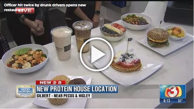 Retired Mesa Police Officer Tom Gaupel & Heidi Gaupel, open PROTEINHOUSE, Healthy Fit Kitchen with Karey Northington, in Gilbert, AZ.